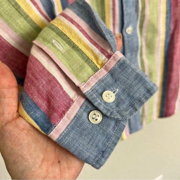Jones New York Linen Striped Button Up Shirt Sz Petite XS Multicolor Long Sleeve - Picture 5 of 7